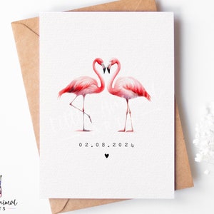 Cartão de aniversário de flamingo • Cartão de casal de animais fofos • Cartão de data de casamento para marido, esposa, namorado, namorada