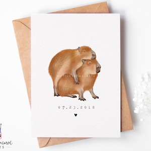 Tarjeta de pareja de capibara / tarjeta de novio de capibara, primer aniversario, tarjeta del día de San Valentín de capibara, tarjeta divertida de capibara, regalo de aniversario de bodas