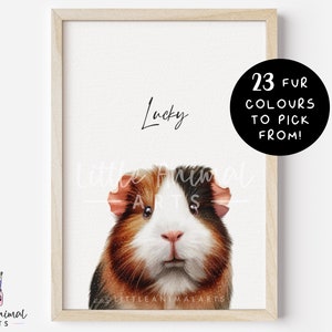 Pet Guinea Pig Portrait Art Print • Personalised Kids Birthday Gift • Custom Watercolour Hamster Rat Mouse Painting