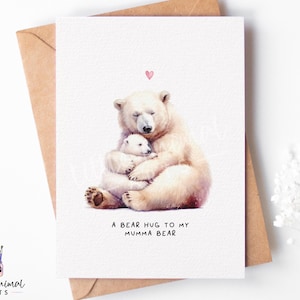 Niedliche Eisbär-Muttertagskarte • Personalisiertes Muttergeschenk vom Tochter-Sohn • Benutzerdefinierte niedliche Bären-Baby- und Mama-Geburtstagsgruß