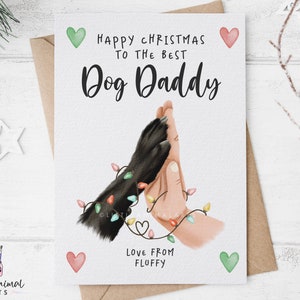 Dog Daddy Christmas Card • Personalised Pet Paw Greeting Gift • Custom Dad Present from the dog