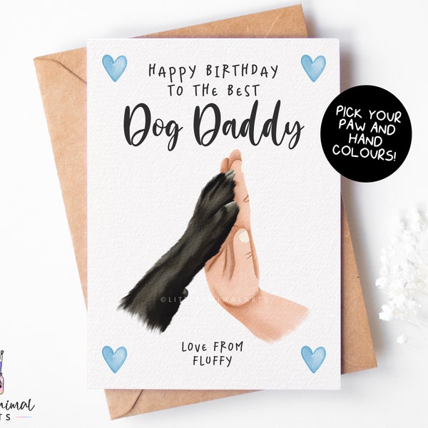 Dog Daddy Birthday Card | personalised card from the dog, best dog dad, dog daddy, dog dad gift, funny dog card, dog owner gifts