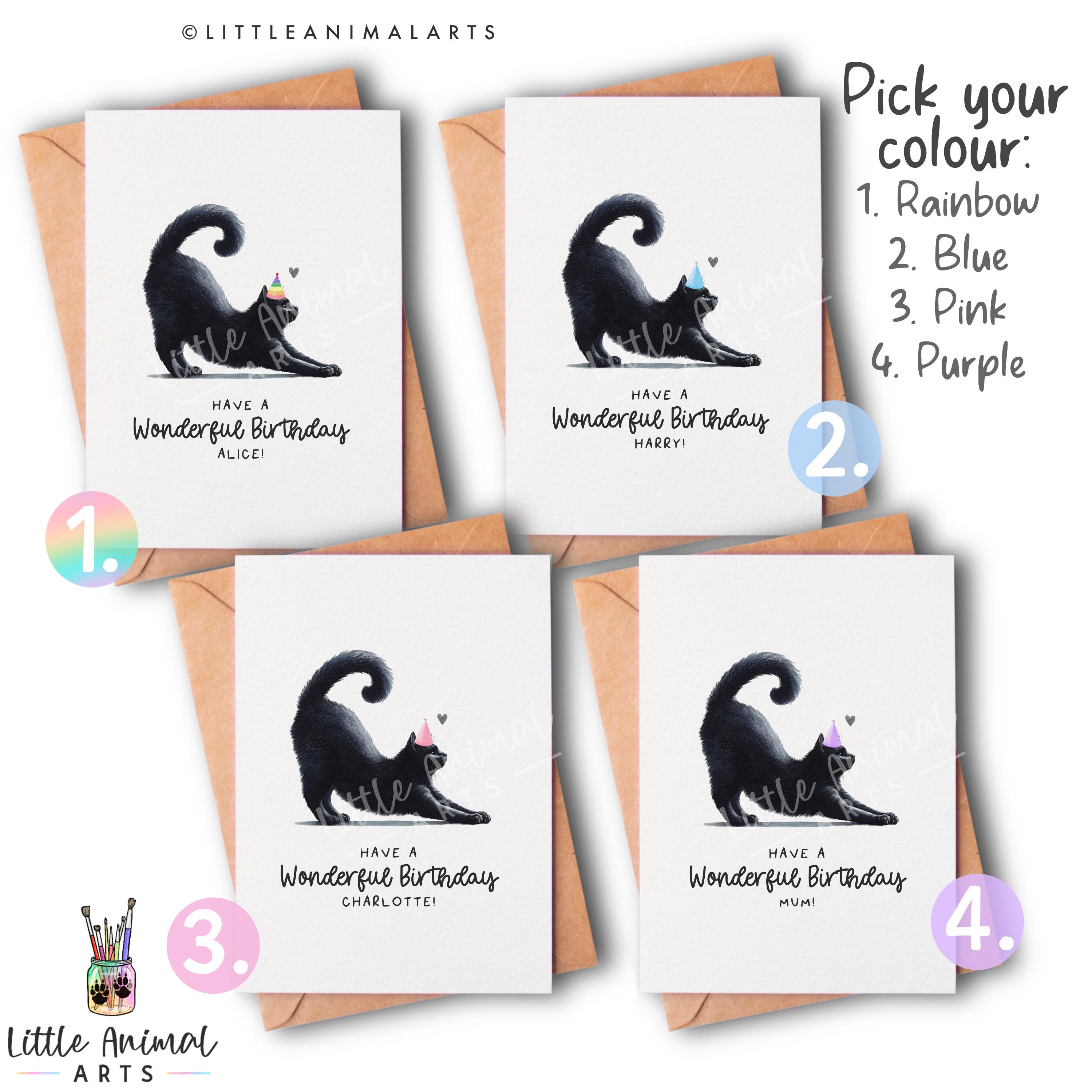 Black Cat Birthday Card – Cute Black Cat Lover Birthday Card – Cat ...