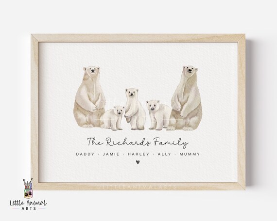 Impresión artística de familia de osos polares impresión de