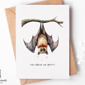 Carte d'amour chauve-souris • Carte de voeux personnalisée pour la Saint-Valentin fantasmagorique pour elle, lui, mari fiancé, femme • Cadeau d'anniversaire gothique, petit ami, petite amie