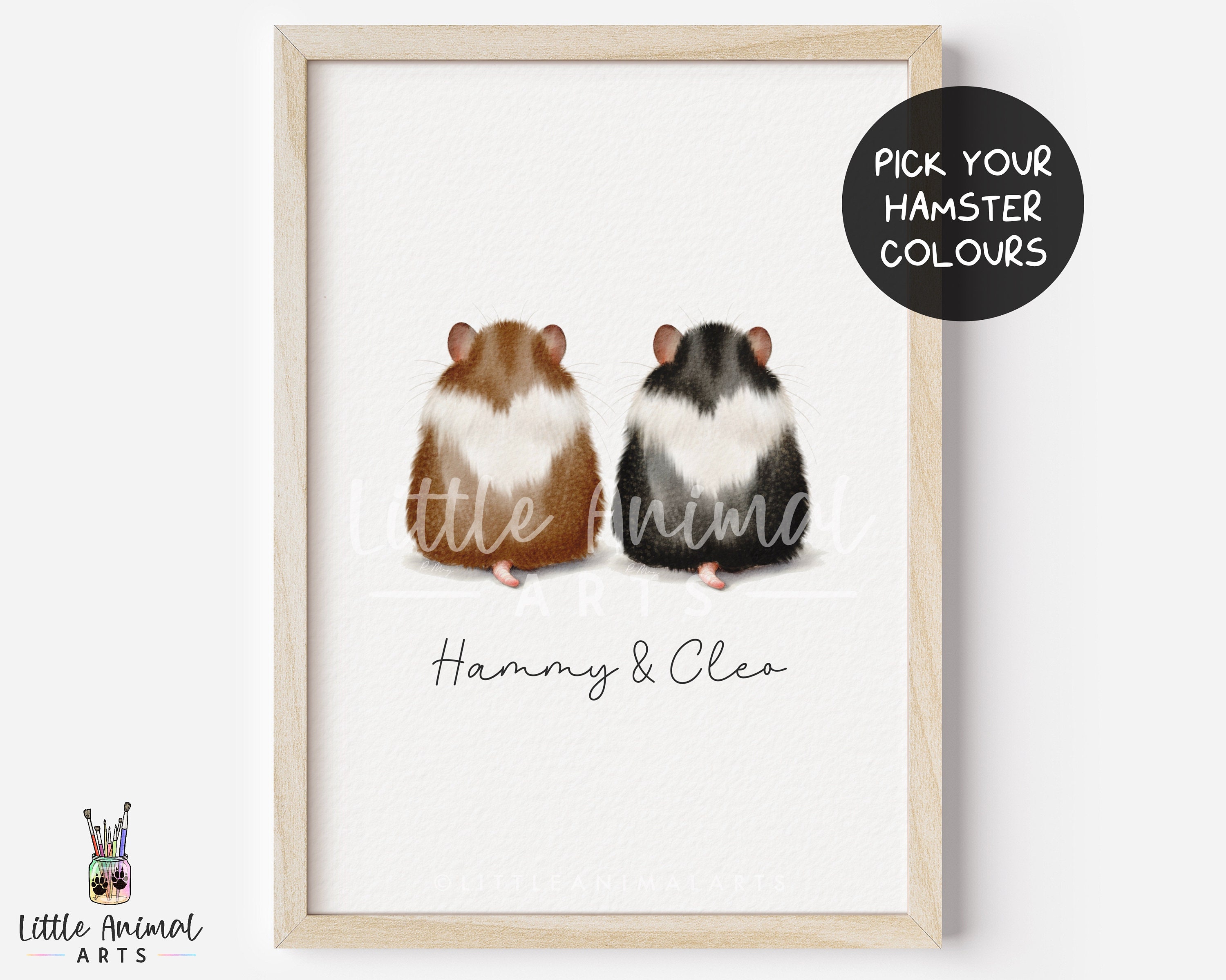 Cute Custom Pet Hamster Art Print • Personalised Pet Lover Gift for Son Daughter • Birthday Christmas Pet Portrait Present