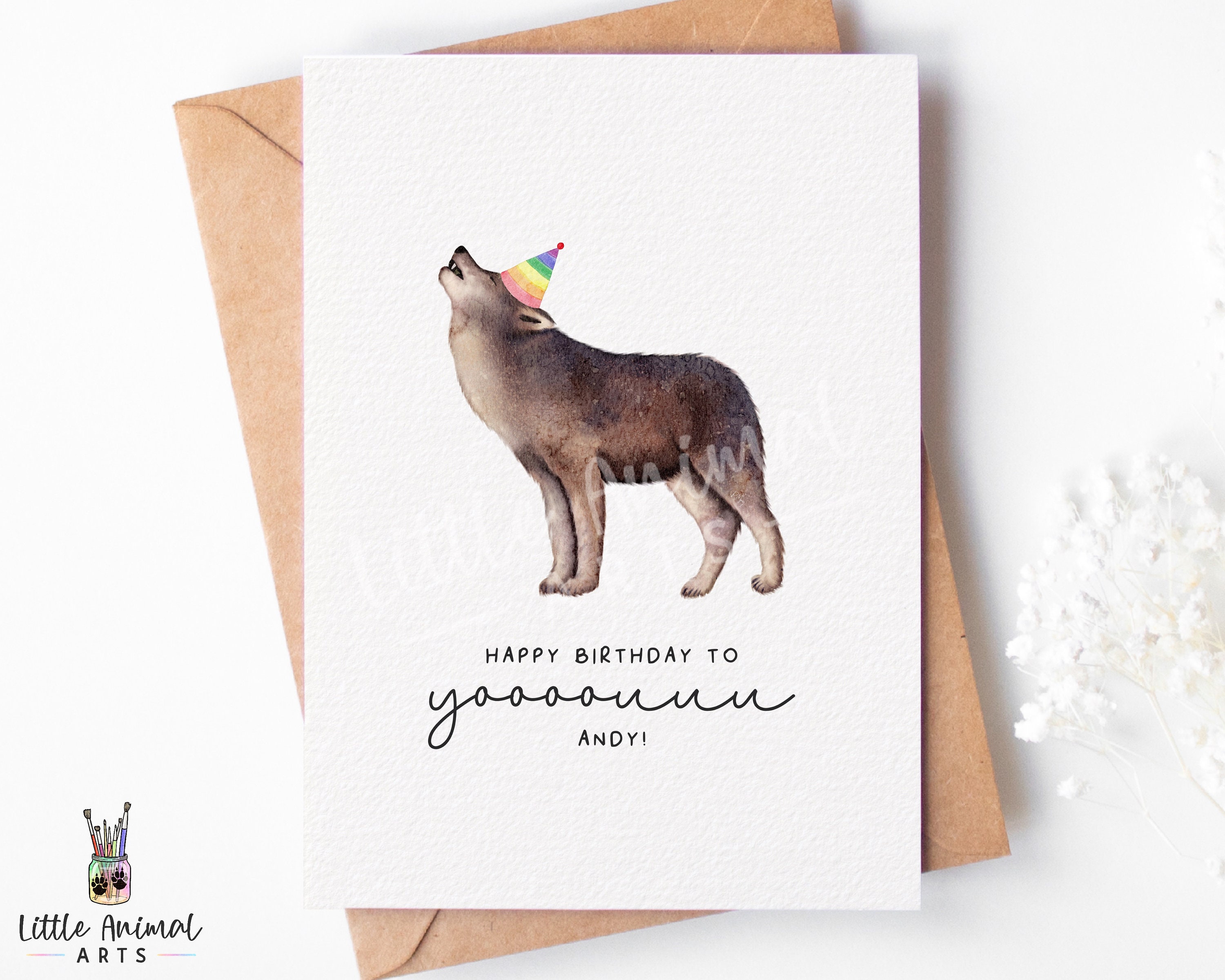 Biglietto Di Auguri Wee Blue Coo - Motivo Lupo Vestito, 17.5x12.5 Cm, Carta Premium 280 Gsm, Interno Vuoto - copertina