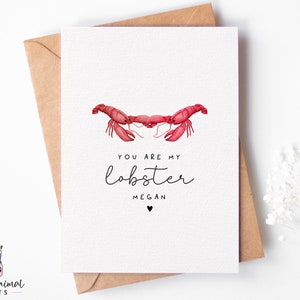 Lobster Anniversary Card / friends lobster quote card, cute lobster card, lobster cards, lobster valentines day card, wedding card image 1