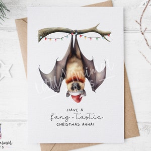 Carte de Noël chauve-souris gothique • Joli cadeau de Noël gothique personnalisé • Cadeau effrayant personnalisé pour fille nièce, fils et neveu