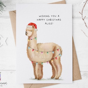 Alpaka Weihnachtskarte | lustige Lama Weihnachtskarte, personalisierte Alpaka Karte, Lama Karte, Karte für Lama Liebhaber, Alpaka Weihnachten Geschenk Lama Geschenk