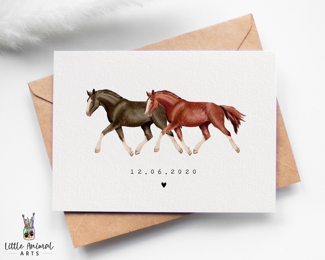 Horse Anniversary Card / Horse Valentines Day Card, Horse Wedding Card ...