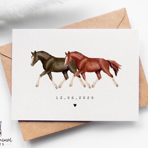 Tarjeta de aniversario de caballo / tarjeta del día de San Valentín con caballo, tarjeta de boda con caballo, regalo para recién casados, tarjeta de pareja con caballo, tarjeta de novia, regalo de jinete