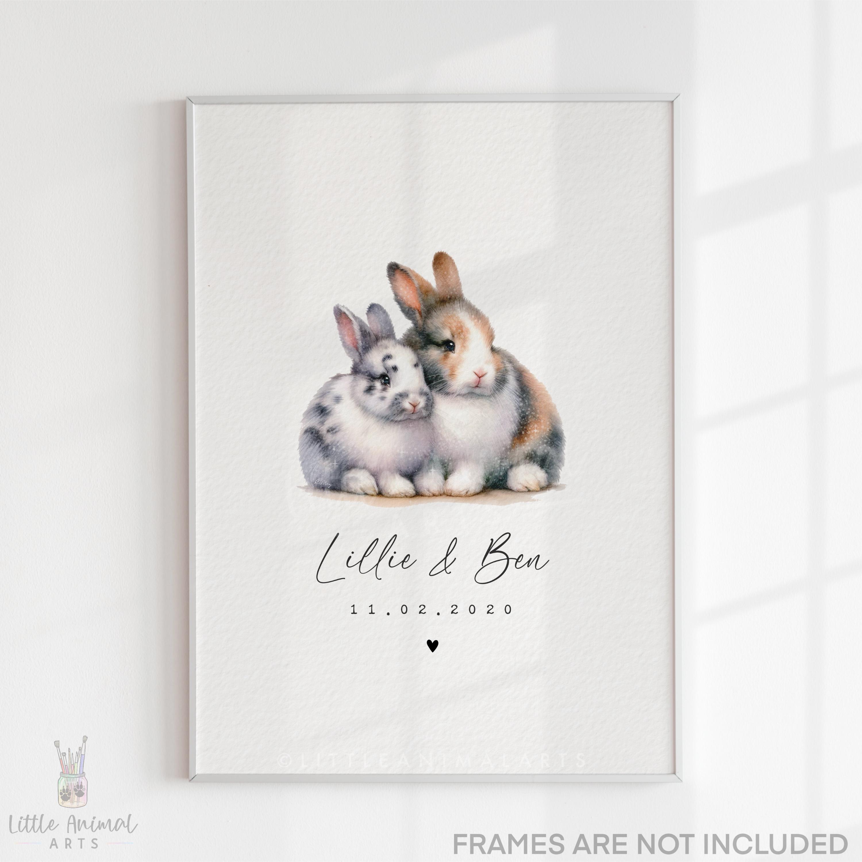 Bunny Rabbit Couple Personalised Print - Cute Animal Couple Gift ...