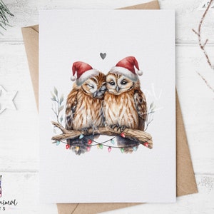 Leuke kerstkaart uilpaar • Echtgenoot vrouw vriendin vriendin cadeaus • Gepersonaliseerde sentimentele dierengroet voor partner verloofde