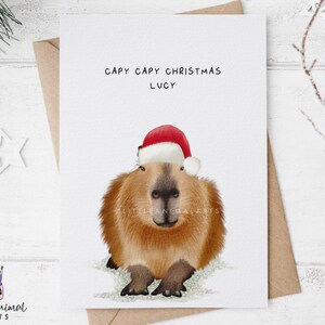 Biglietto di Natale del capibara / biglietto di Natale divertente, biglietto di auguri per le feste del capibara, biglietto di auguri del capibara, biglietti di Natale buffi, divertente biglietto del capibara