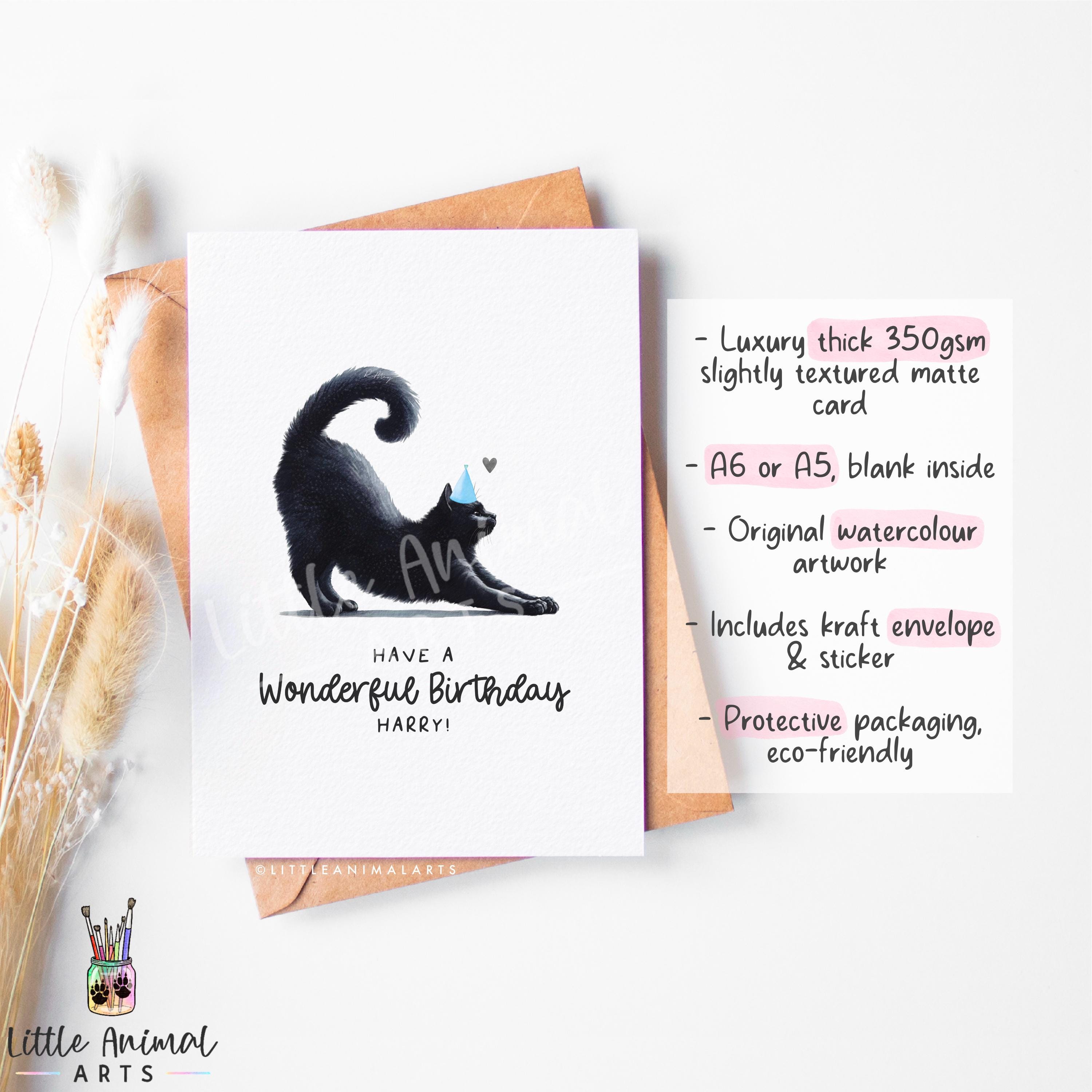 Black Cat Birthday Card – Cute Black Cat Lover Birthday Card – Cat ...