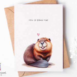 Lustige Liebeskarte mit Beaver • Personalisierte Valentinstagsgruß für ihn Frau Ehemann Verlobten • Kundenspezifisches Jahrestagsgeschenk Freund Freundin