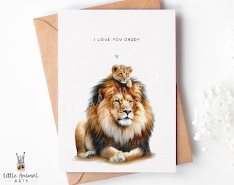 Lion Father's Day Card • Personalised Love You Daddy Grandad Gift from Son Daughter  • 1st Fathers Day Present from Bump to Husband