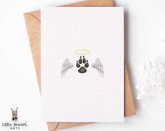 Dog Loss Card | dog cat bereavement cards, cat loss, dog loss, pet loss, pet sympathy card, cat angel, dog angel, paw print card