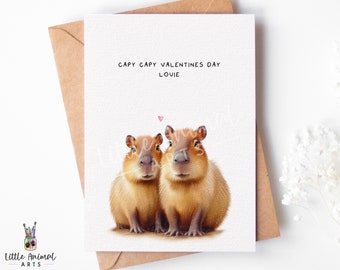 Capybara Love Card • Personalised Valentines Day Greeting for her him wife husband fiancé • Custom Anniversary Gift Boyfriend Girlfriend