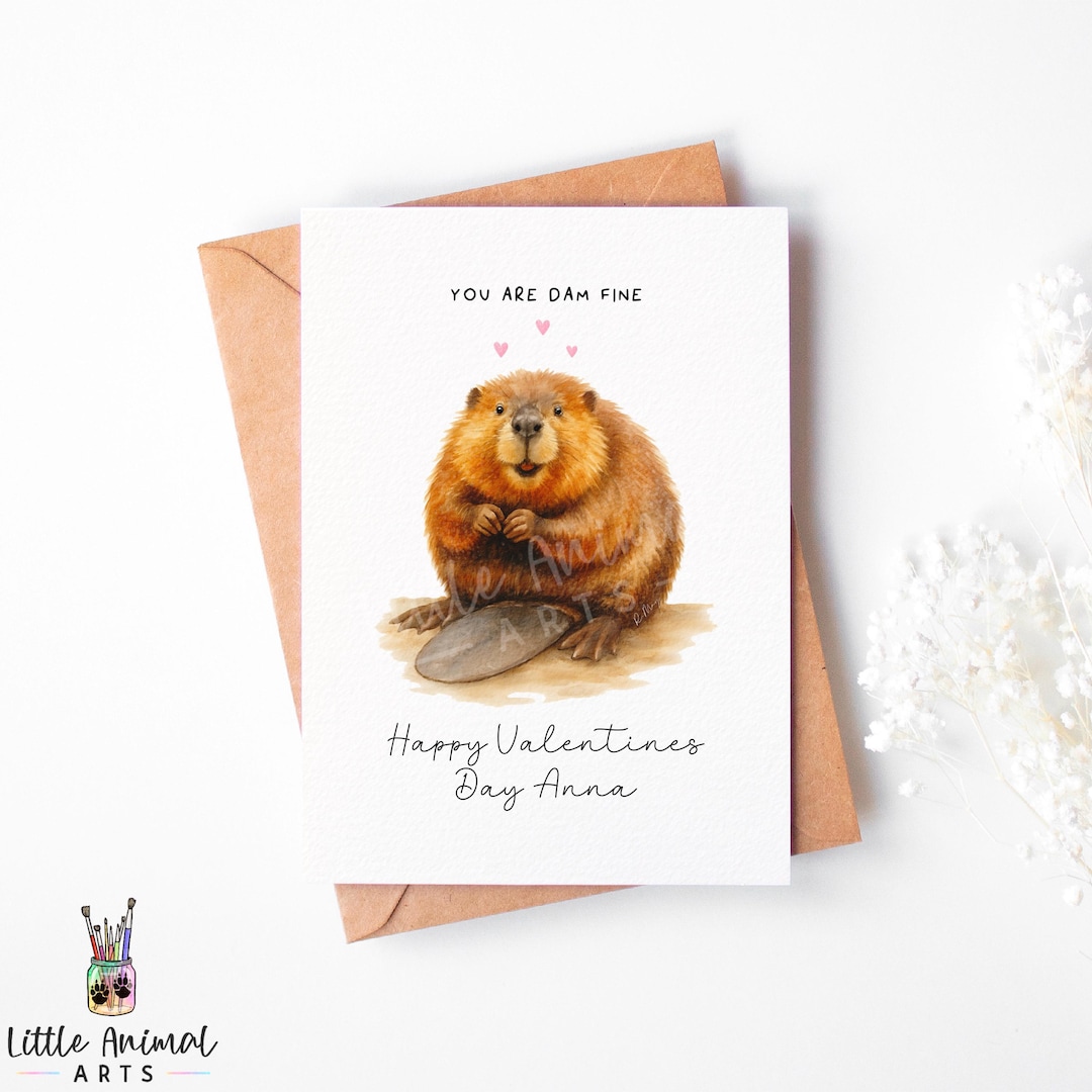 Beaver Valentine’s Day Card • Funny Personalised Card for Boyfriend ...
