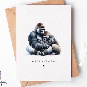 Cartão de aniversário de gorila • Cartão de casal de animais fofos • Cartão de data de casamento para marido, esposa, namorado, namorada