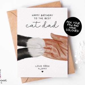 Karte zum Geburtstag mit Katze | personalisierte Karte von Katze, Papa Geburtstagsgeschenk, Geburtstagskarte Mann, Geburtstagskarte von der Katze, Katzen Papa Geschenke