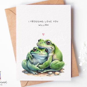 Carina carta d'amore a forma di rana • Auguri personalizzati per San Valentino per lei, lui, moglie, marito, fidanzato • Regalo di anniversario personalizzato per fidanzato e fidanzata