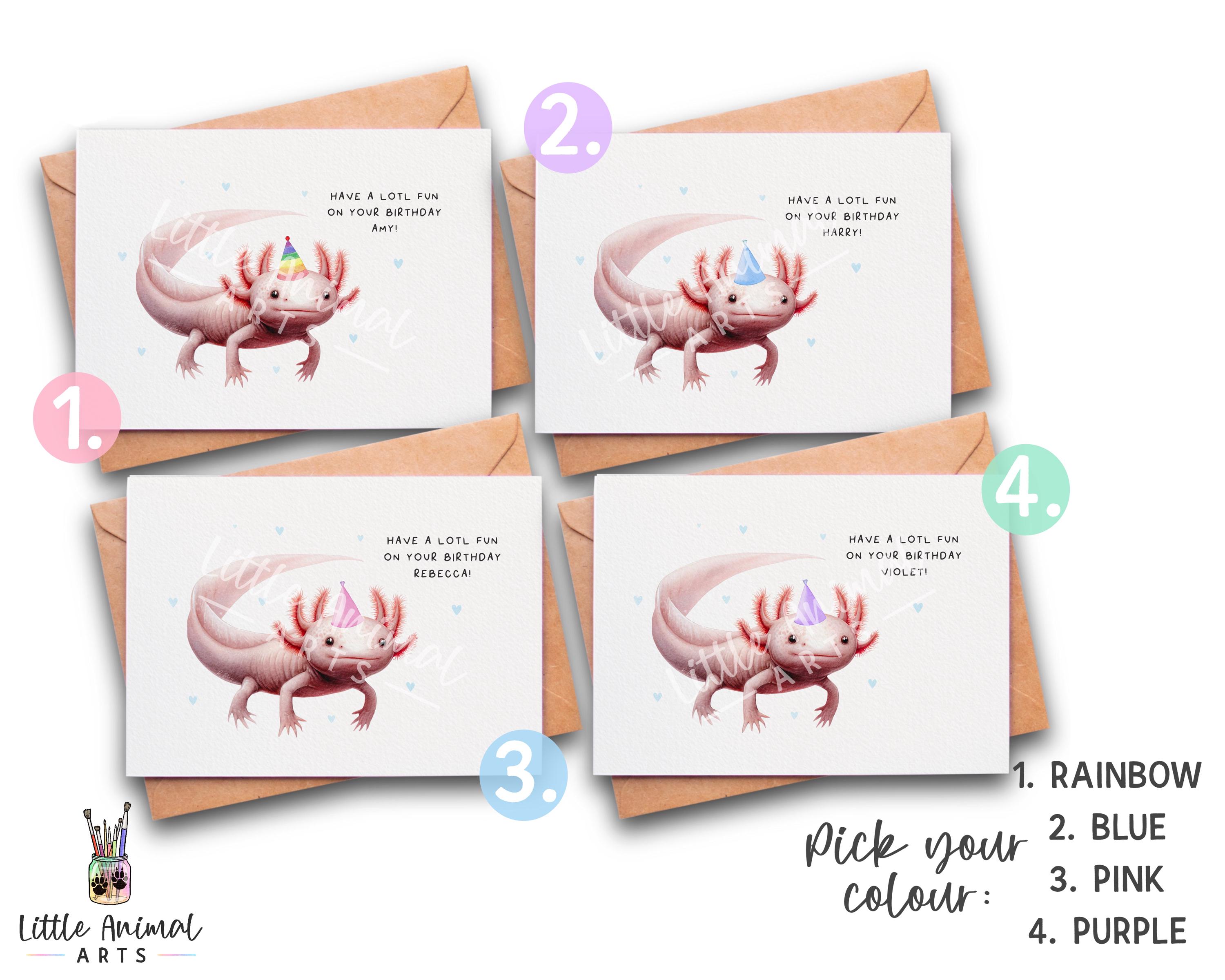 1 X Greeting Card - I Love You A-lotl Axolotl Pun Joke Dragon Fish Animals Happy Birthday Sorry Love Mum Dad Girls Boys Friend #79756 - UK