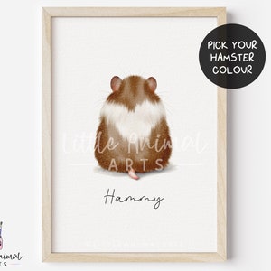 Cute Custom Pet Hamster Art Print • Personalised Pet Lover Gift for Son Daughter • Birthday Christmas Pet Portrait Present