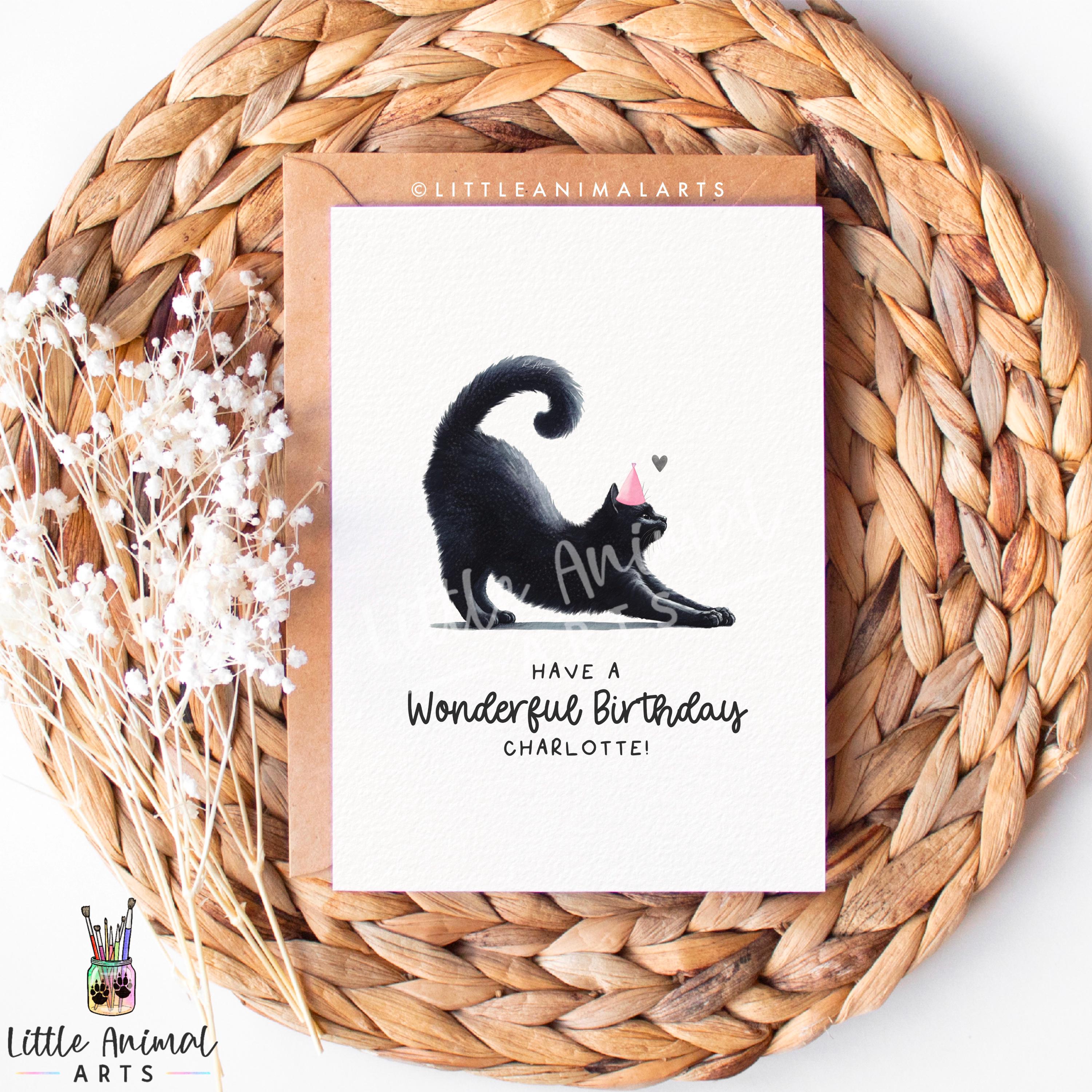 Black Cat Birthday Card – Cute Black Cat Lover Birthday Card – Cat ...