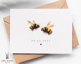 Bee Couple Card • Personalised Wedding Anniversary Valentines Day Gift • Cute Animal Love Date Card for Boyfriend Girlfriend Wife Husband