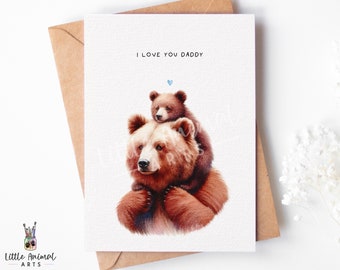 Brown Bear Father's Day Card • Personalised Love You Daddy Grandad Gift from Son Daughter • 1st Fathers Day Present from Bump to Husband