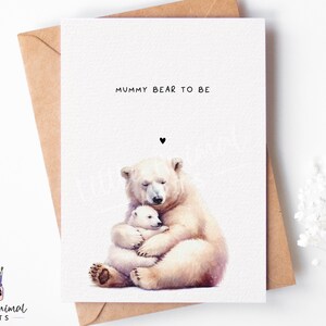 Tarjeta de futura mamá de oso polar • Saludo para baby shower, nueva mamá, niñera, mamá • Regalo de anuncio de embarazo para esposa, novia y prometida