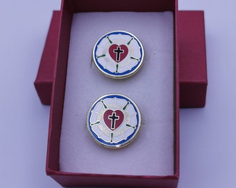 Protestant Reformation Luther Rose Cufflinks, Confirmation Gift