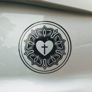 Protestant reformation car sticker, Luther Rose
