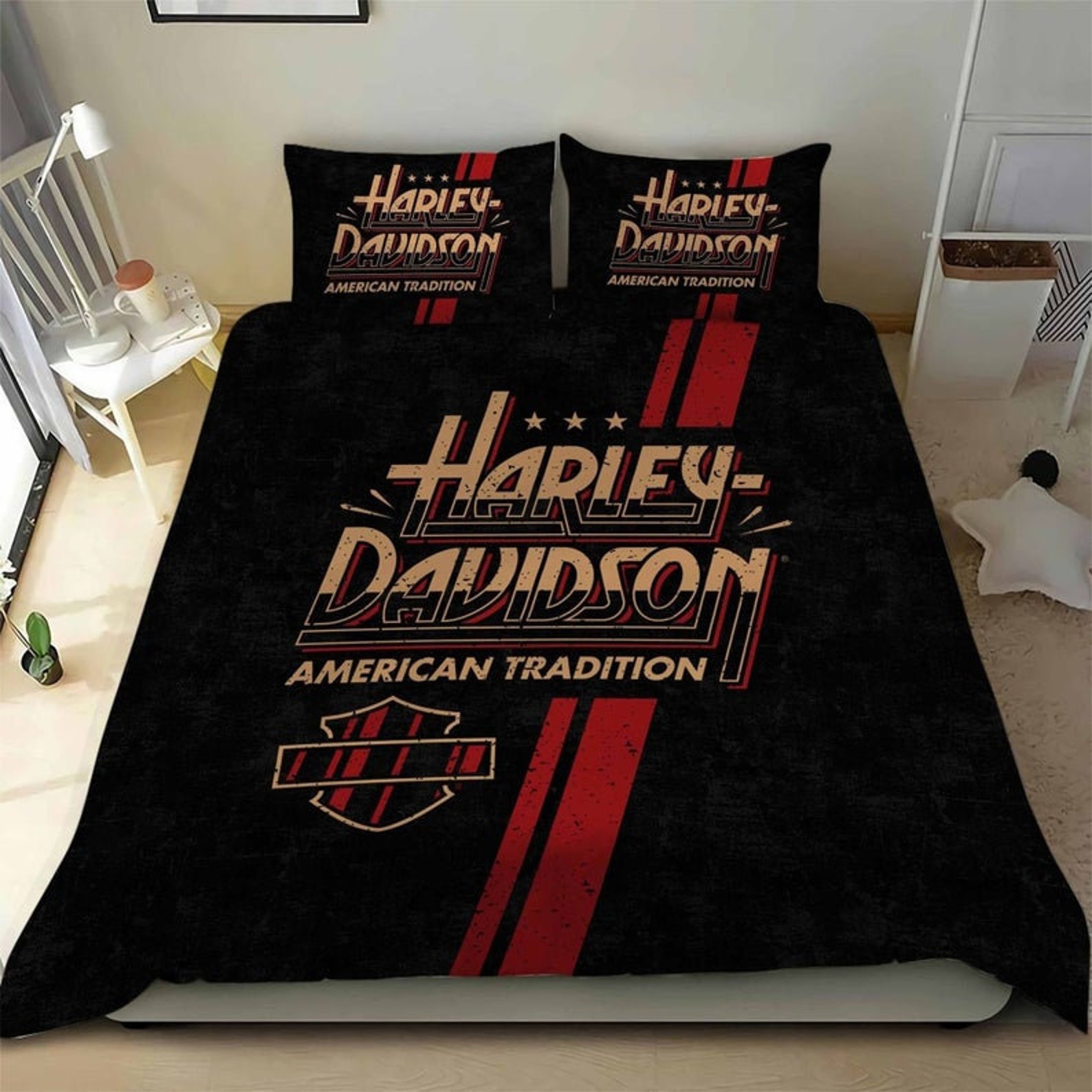 Harley Davidson Bedding Set Motorcycle Bedding Set Biker Etsy