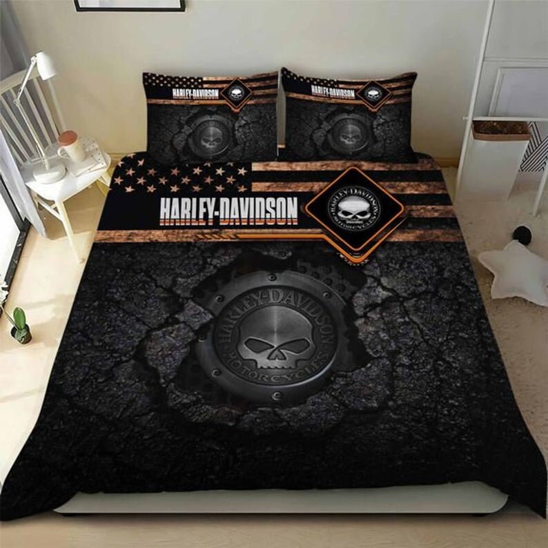 Harley Davidson Bedding Set Motorcycle Bedding Set American Etsy
