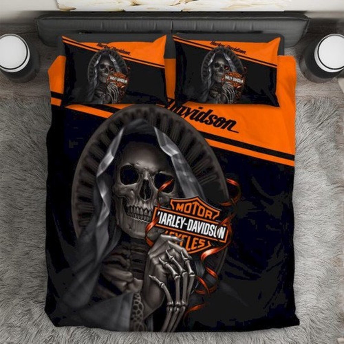 Harley Davidson Bedding Set One Duvet Cover Two Pillowcases Etsy