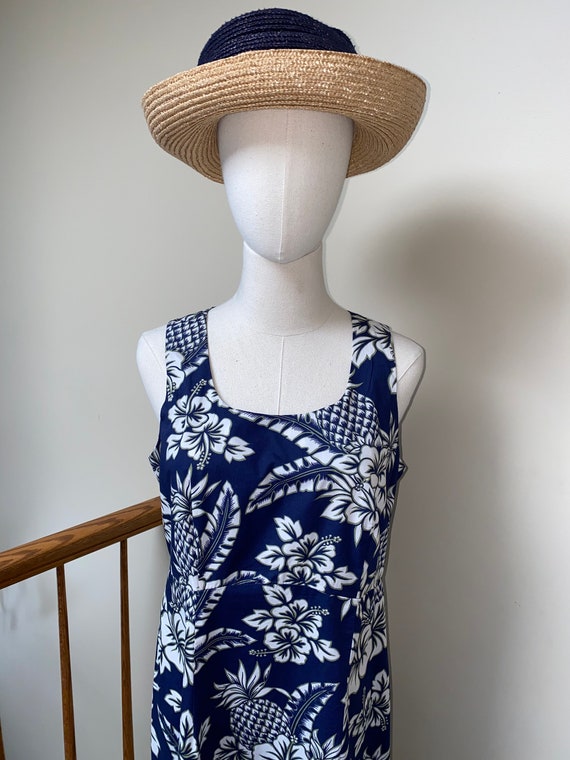 1990’s Hilo Hattie Blue/Ivory Cotton Dress