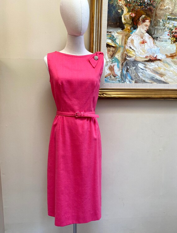 Late 1970's Bright Pink Sleeveless Dress - image 1