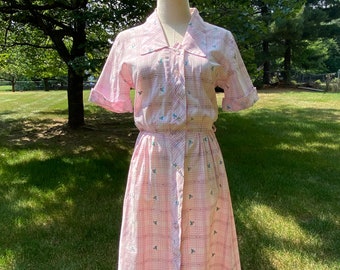 1950’s Cotton Day Dress in Pink & White
