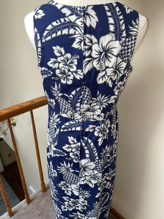 1990’s Hilo Hattie Blue/Ivory Cotton Dress - image 6