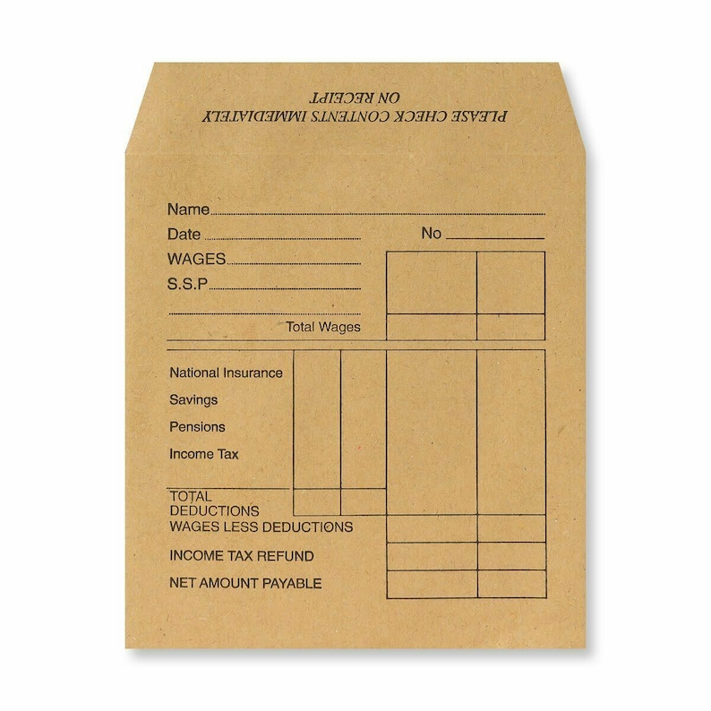 1000 Printed Mini Wage Envelopes Square Manilla Brown Envelopes