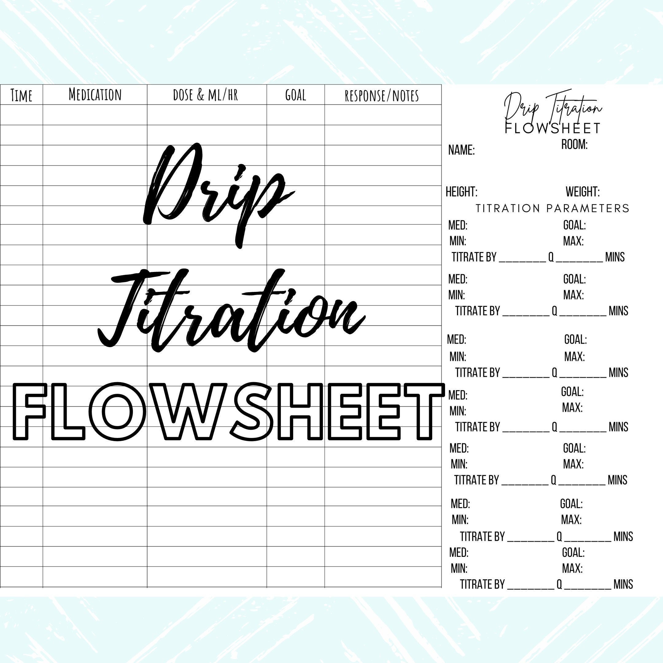 Nursing Drip Titration Flowsheet Etsy