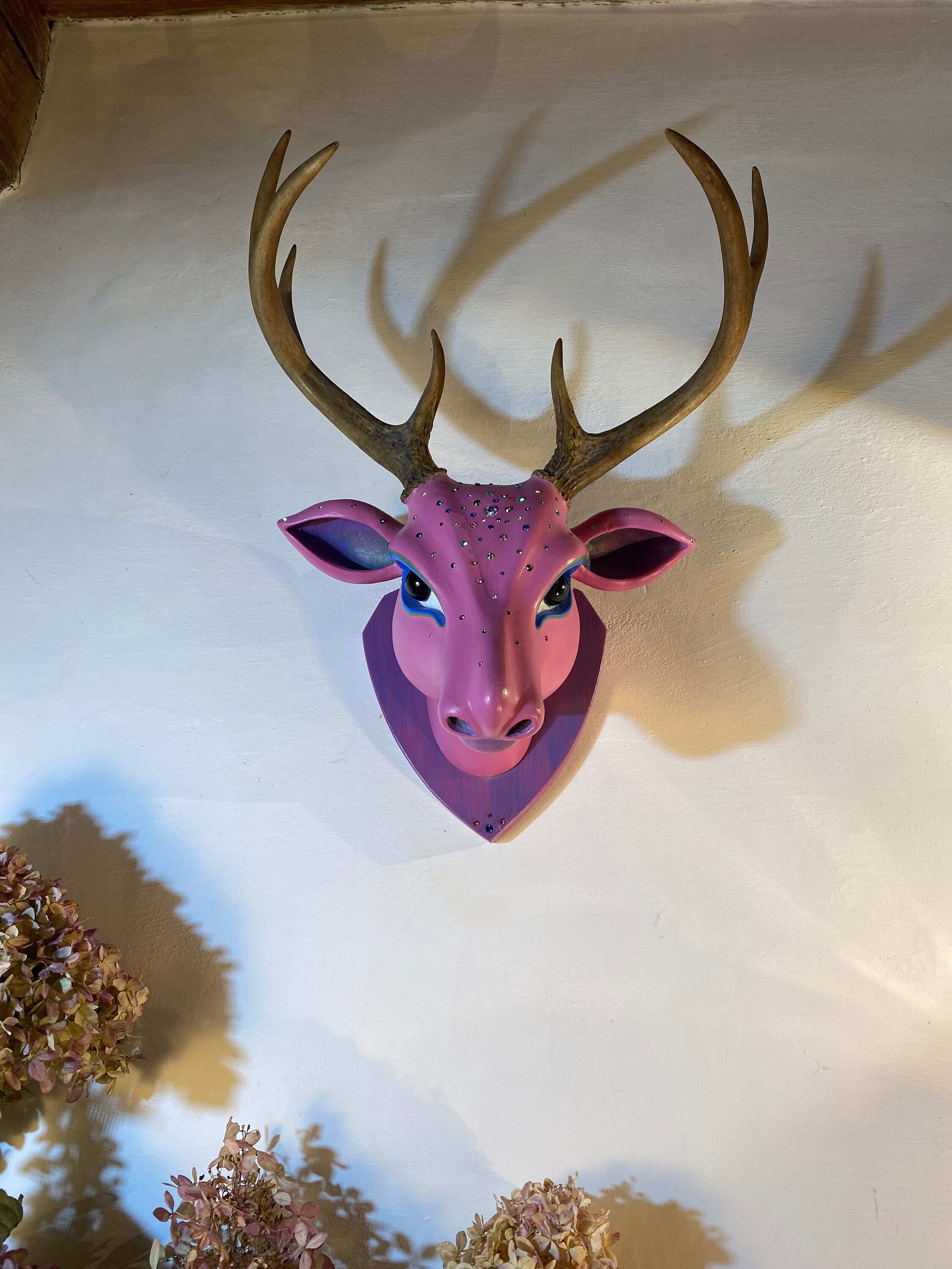 Original Pinkcolored Deer With Rhinestones Extravagant Colorful for the Princess Gift Playful