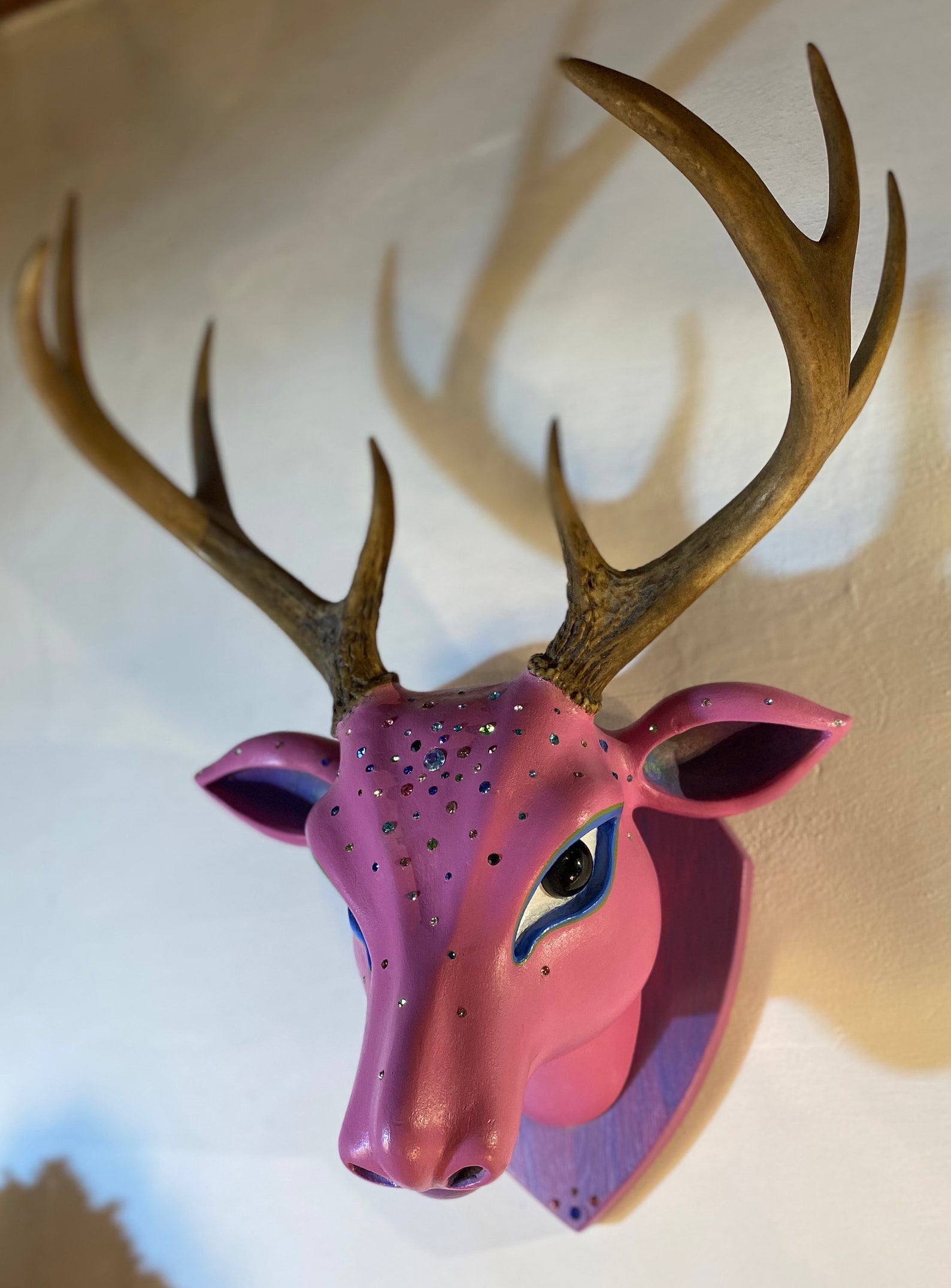 Original Pinkcolored Deer With Rhinestones Extravagant Colorful for the Princess Gift Playful
