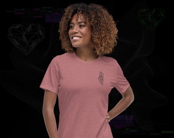 Hourglass Cut Handmade Alpha Embroidered T-Shirt in Dark Colors