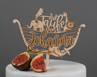 Personalisierter Caketopper- Zur Taufe von ... " Arche Noah " | Personalisiert Tortenstecker Cake Tortendeko Dekoration Kuchendeko