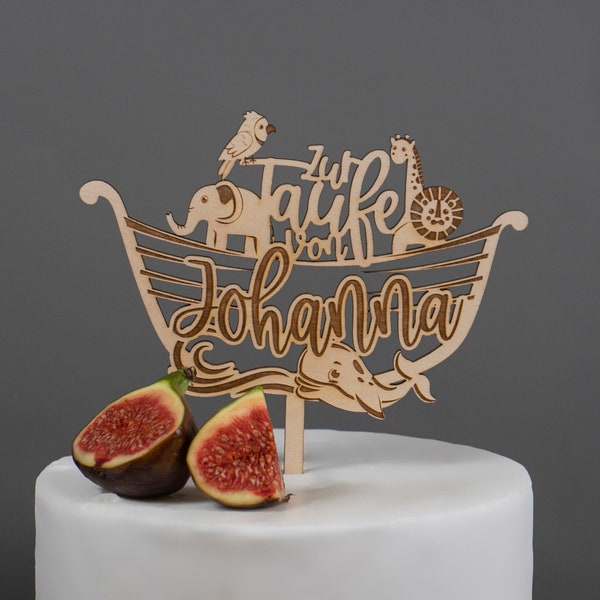 Personalisierter Caketopper- Zur Taufe von ... " Arche Noah " | Personalisiert Tortenstecker Cake Tortendeko Dekoration Kuchendeko